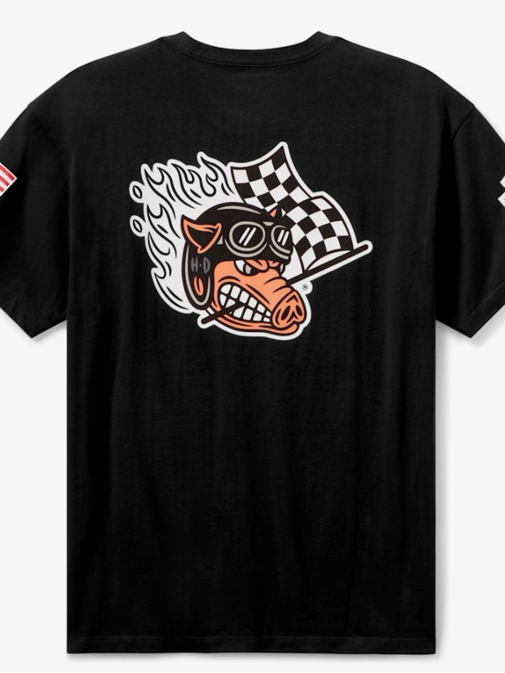 Harley-Davidson Black T-Shirt with Orange and White Graphic